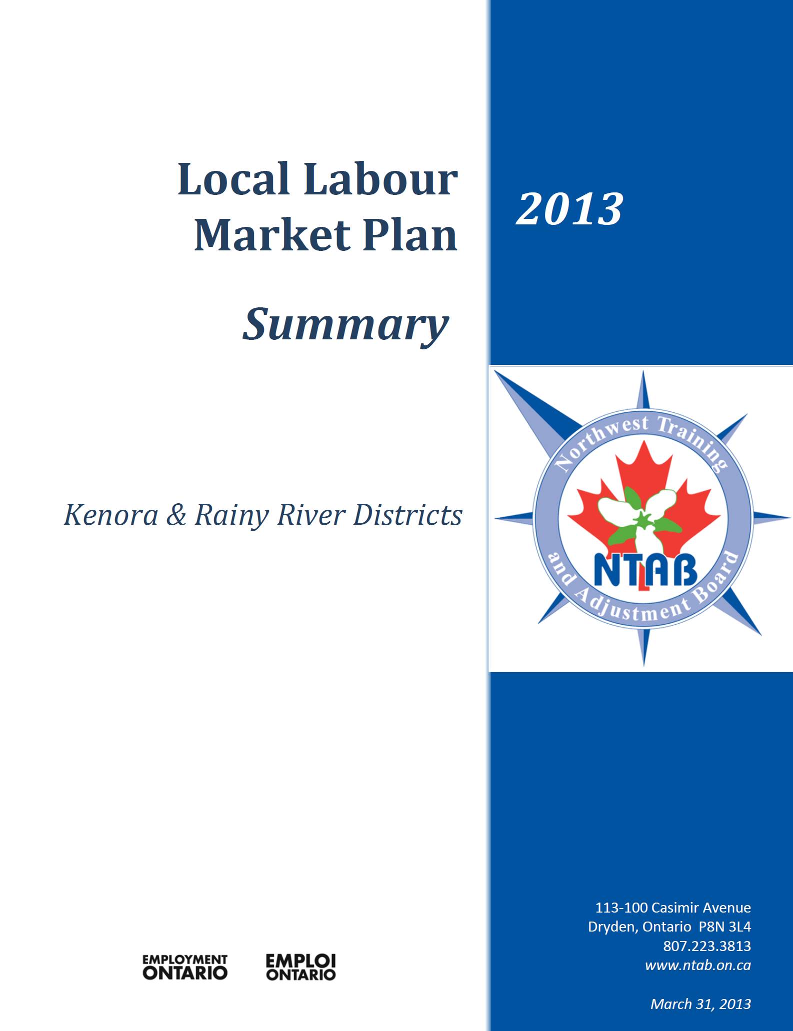 2013 Local Labour Market Plan - English - Summary