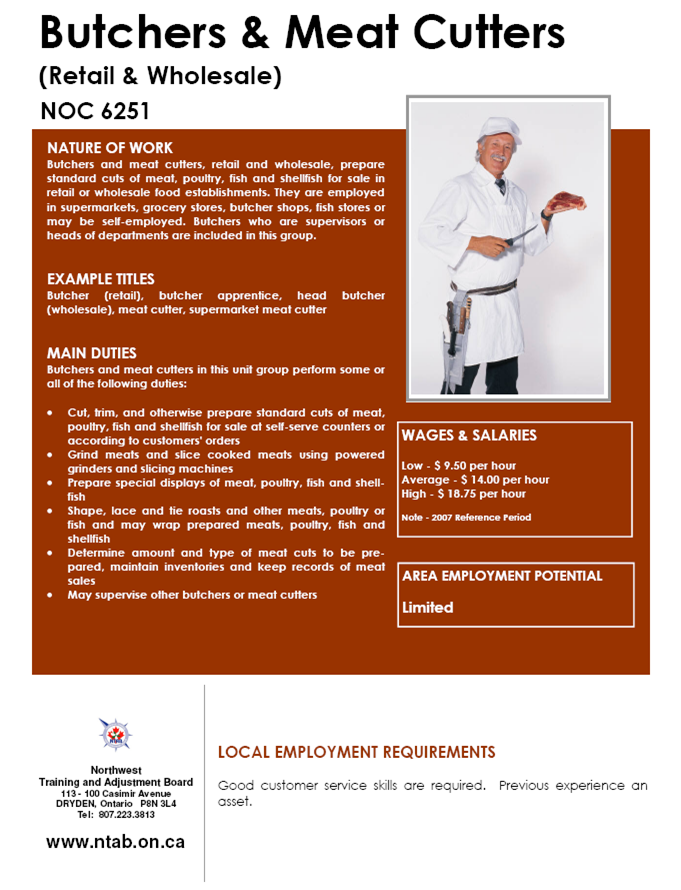OCCUPATIONAL PROFILES- LIMITED EMPLOYMENT POTENTIAL FOR KENORA-RAINY RIVER DISTRICT 